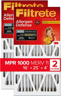 4.31 x 2-Pack Air 24.56 Filter, , 1000 Defense Deep Pleat, dimensions Filtrete 15.88 Micro Allergen 16x25x4, Furnace x actual