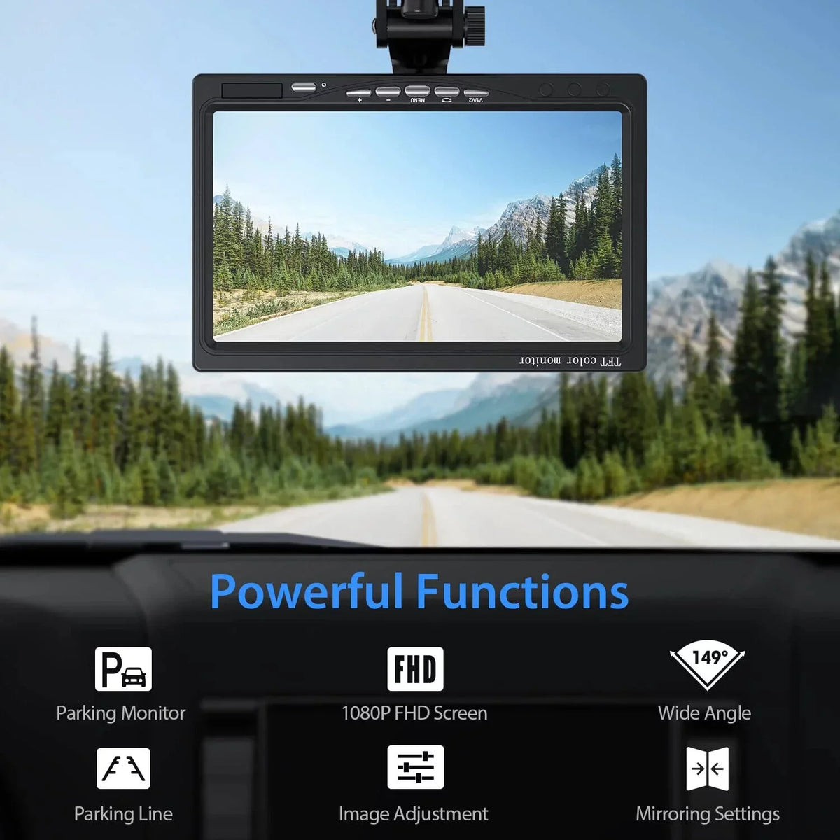 up eRapta View Camera IP69 Monitor Backup Moistureproof Back Lines 7'' & 1080P Night for Truck AY7 Rear Front Camera Grid or Vision Car
