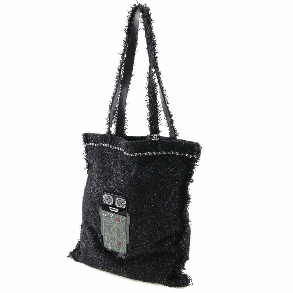 Cocomark Chanel Robot (Good) Hardware Pre-Owned Unisex Bag Black/Silver Tweed Tote A94646
