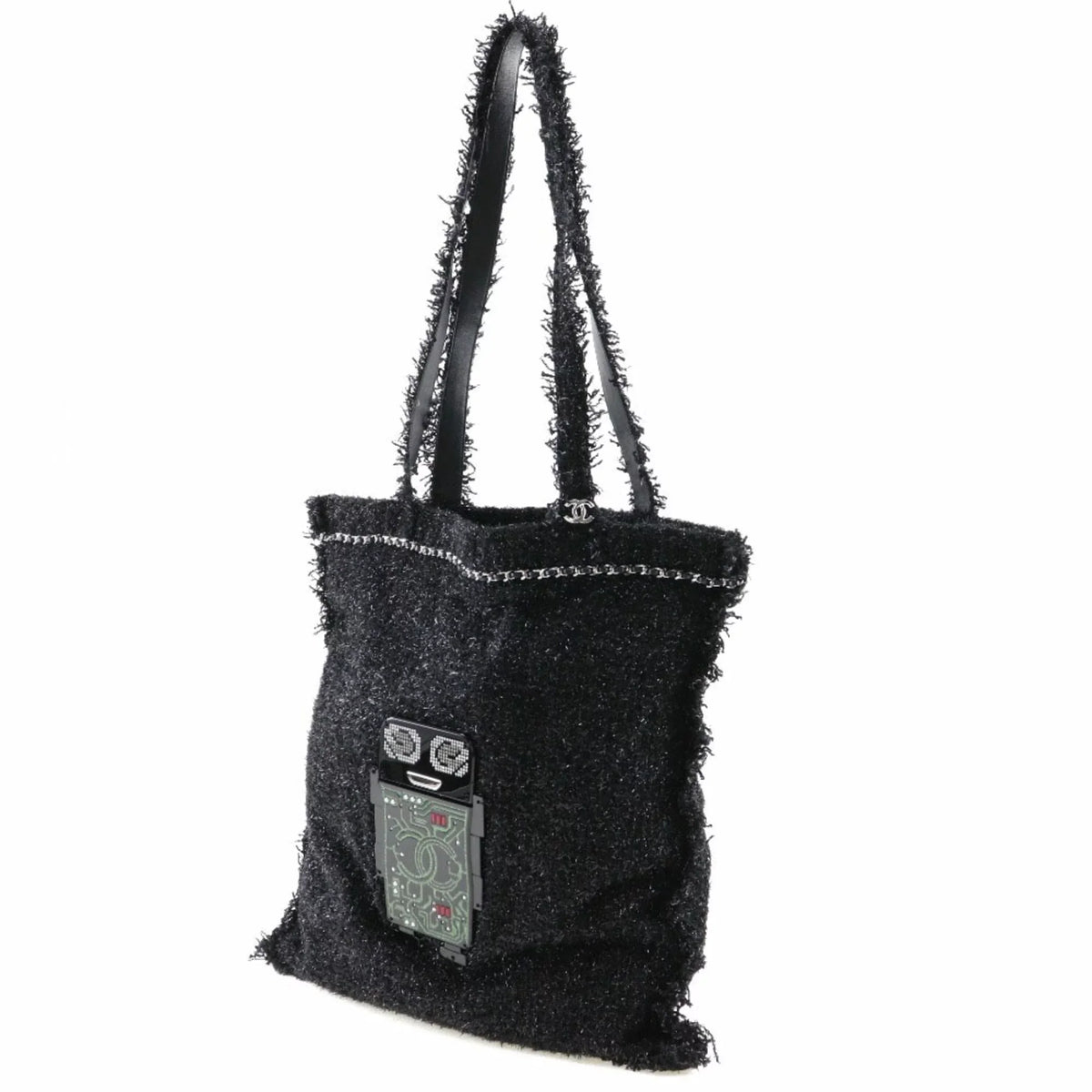 Cocomark Chanel Robot (Good) Hardware Pre-Owned Unisex Bag Black/Silver Tweed Tote A94646