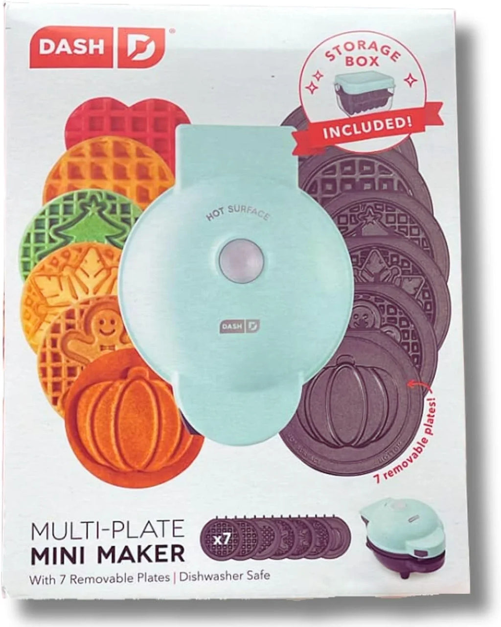 Plates a Waffle 7 with and Iron Maker Storage Dash Removable Mini Waffle