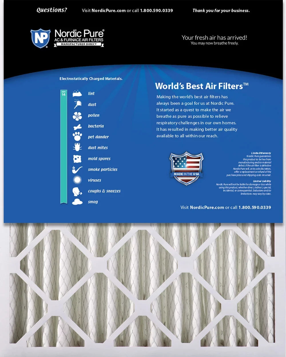 Pleated Filters 5/8) Pack 14 Nordic 2 Pure (3 Air 12x24x4