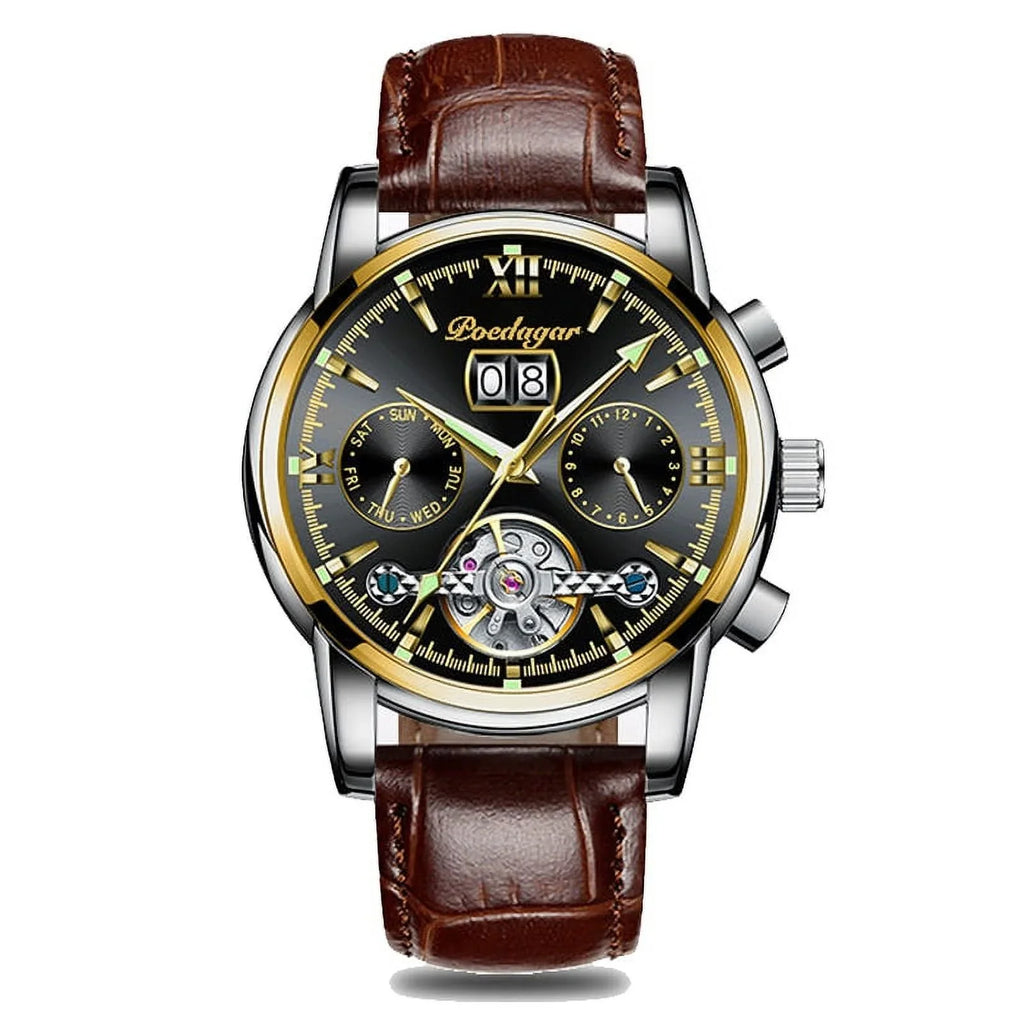 Men Brand Clock Genuine Automatic New Sports Men Leather Watches Top Chronograph Mechanical Luxury Wristwatch