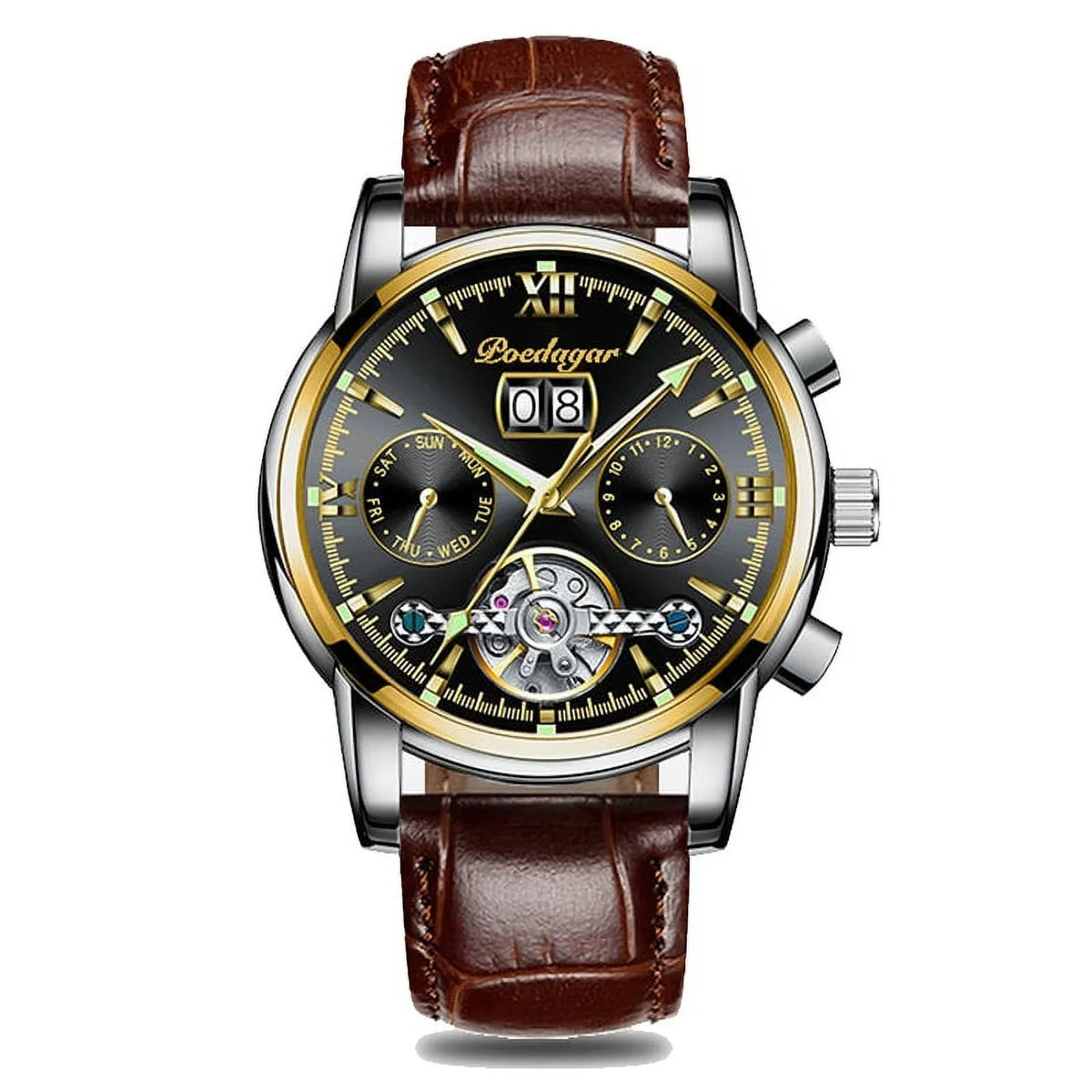 Men Brand Clock Genuine Automatic New Sports Men Leather Watches Top Chronograph Mechanical Luxury Wristwatch
