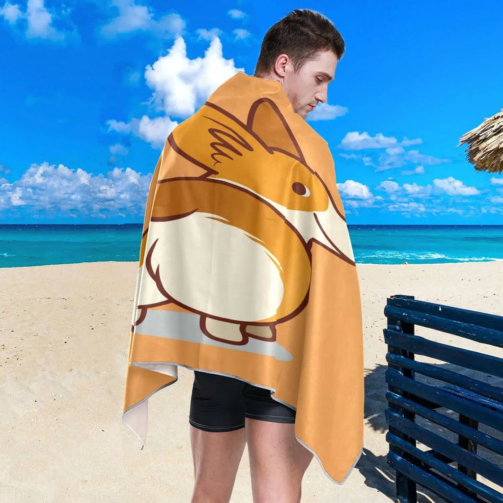 for Towel Absorbent Holiday（353） - Orange Bestwell Towels Lightweight Compact Oversized - Dry Beach Cute Towel Camping Quick Corgi Travel Super Swimming