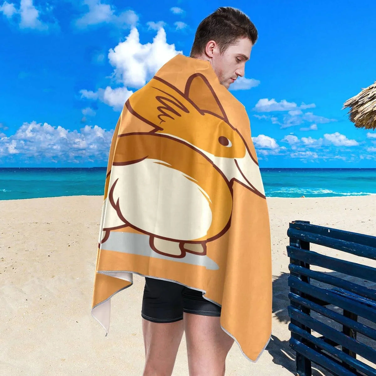 for Towel Absorbent Holiday（353） - Orange Bestwell Towels Lightweight Compact Oversized - Dry Beach Cute Towel Camping Quick Corgi Travel Super Swimming