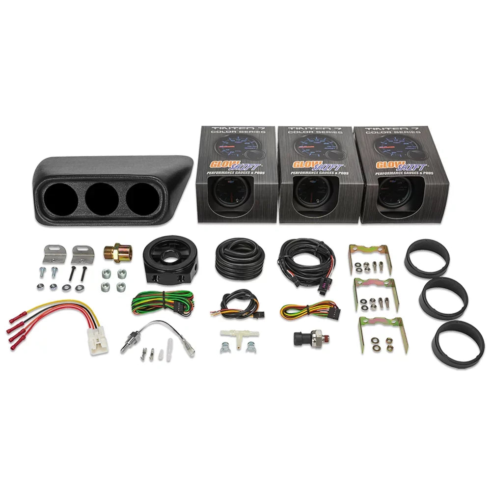 Gauge Set Subaru GlowShift Package Triple 2002-2007 Dashboard Replacement Gauge Clock Color 7 with Tinted GS1 Impreza
