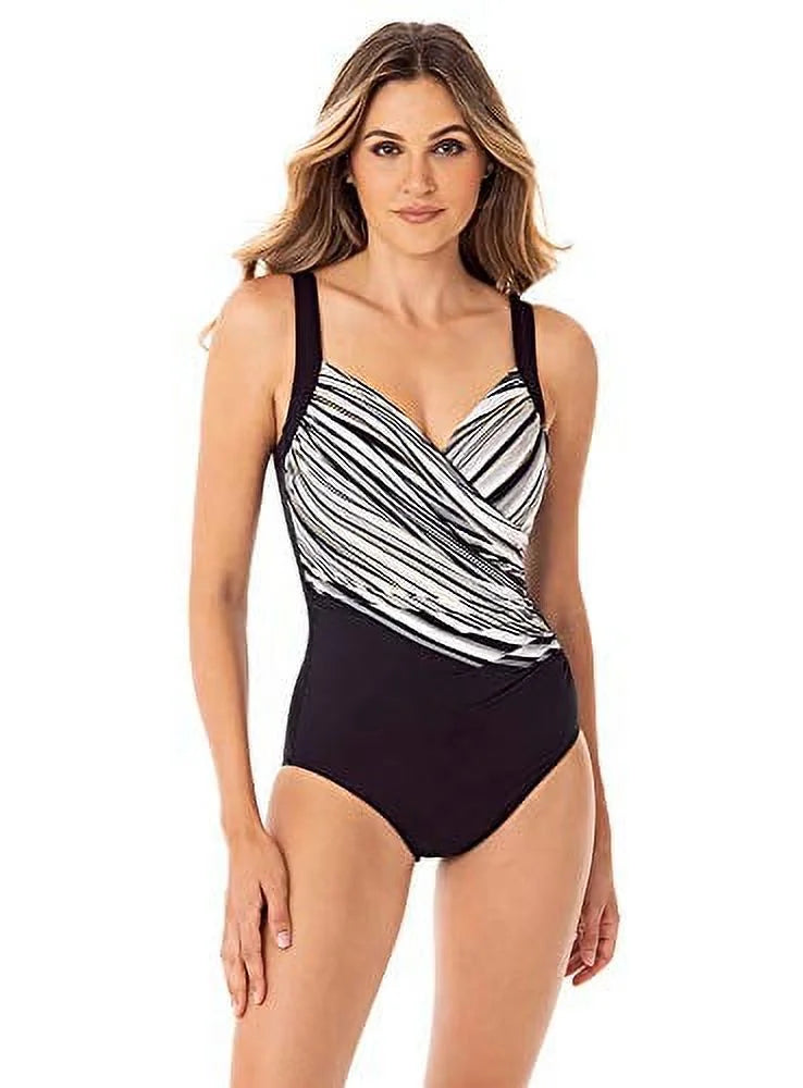 pc Women's Control Swimsuit,Black, Miraclesuit Underwire Slimming Tummy One 10