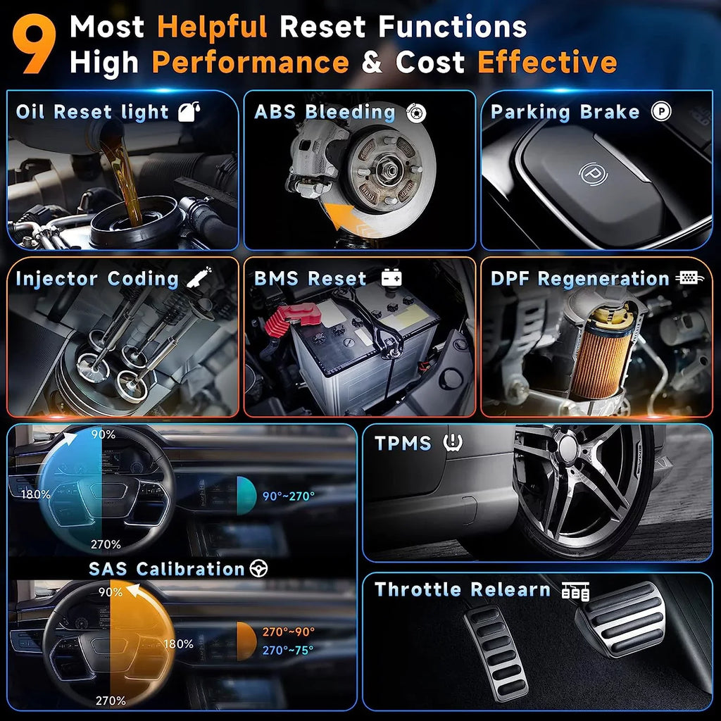 Code 9 Engine System Maintenance Scanner Car Reset Diagnostic Scanner Automotive Four Injector Airbag OBD2 Tool NT716 Transmission Reader Newest Version