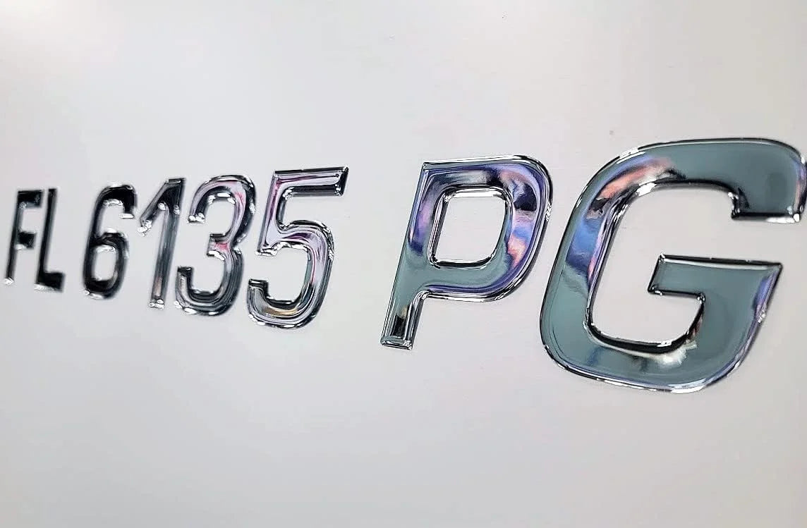 Chrome/ Numbers Pcs) (16 Jetski - & Font Series Domed/Raised Vessel Plain Registration Style Decal