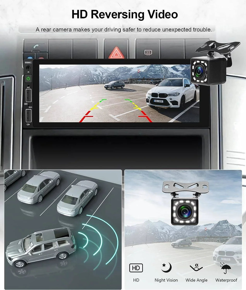 Touchscreen Audio 1 Android Podofo Wireless Player Stereo Bluetooth Link Mic&Backup MP5 Single 6.86'' Mirror Receiver Carplay Multimedia Auto ,with Camera Radio Car Car Din