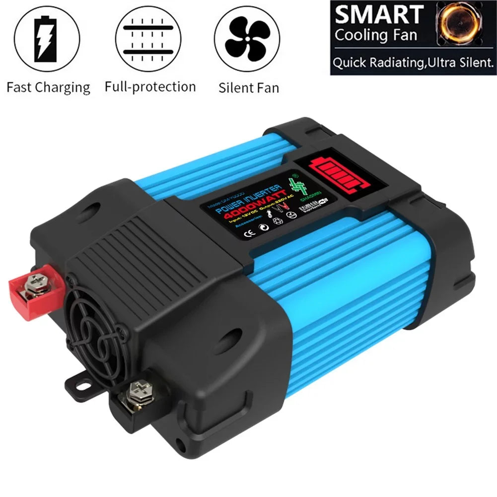 Display 2 Pure Sine Inverter Power 110/220V Wave 4000W To 12V Car