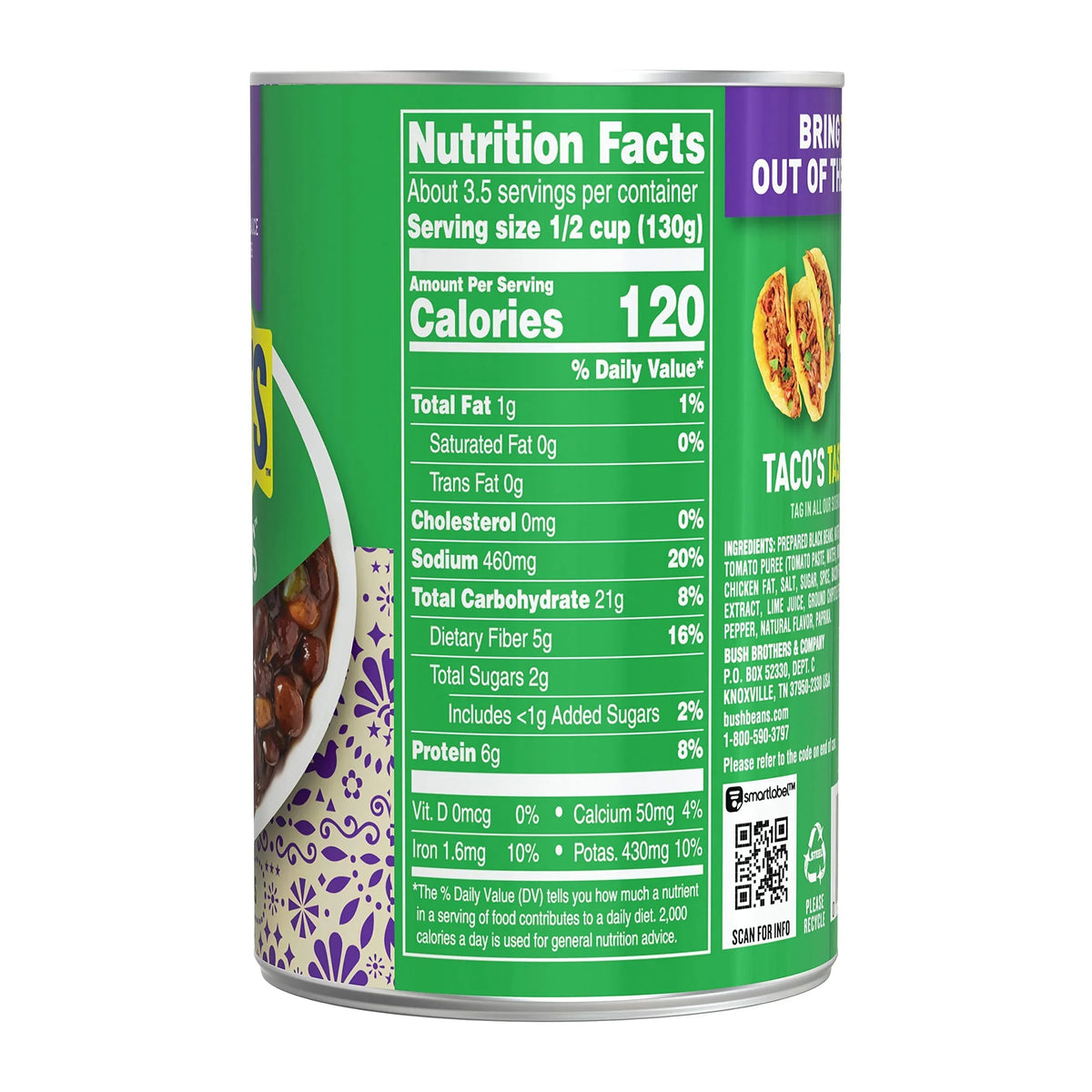 Sauce, Of Fiber, Plant Ounce Source Free, Fiesta Of Best Taco-Style And Based Gluten Taco (Pack Bush,S 15.1 Beans, Protein Fat, Black 12) Chipotle Low