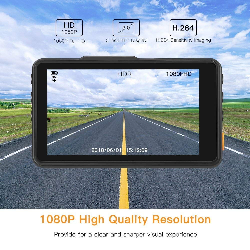 Monitor, Recording, Detection Angle, Motion 170°Wide G-Sensor, Recorder , Cam 1080P 3" Screen Parking Car Driving Loop Dash