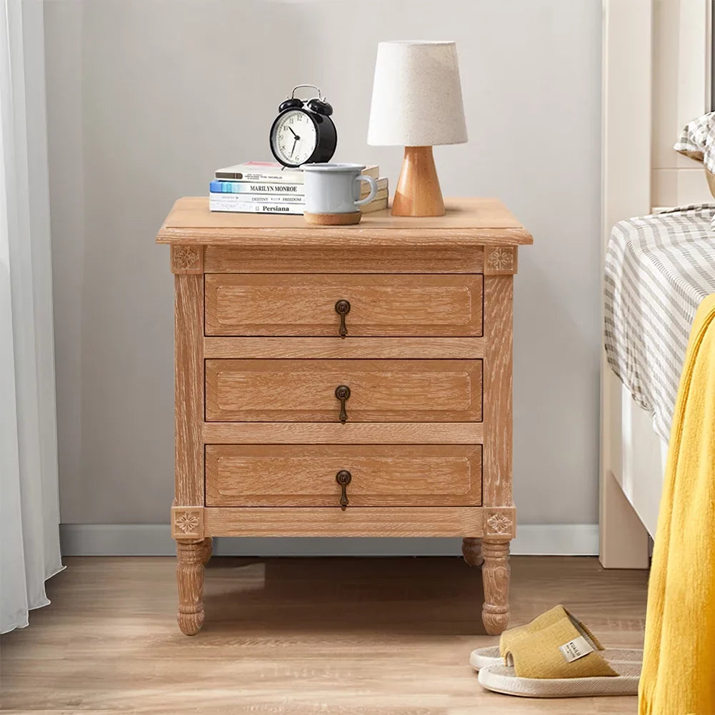 Nightstand Furniture 3 Pellebant Bedroom Oak with Drawers