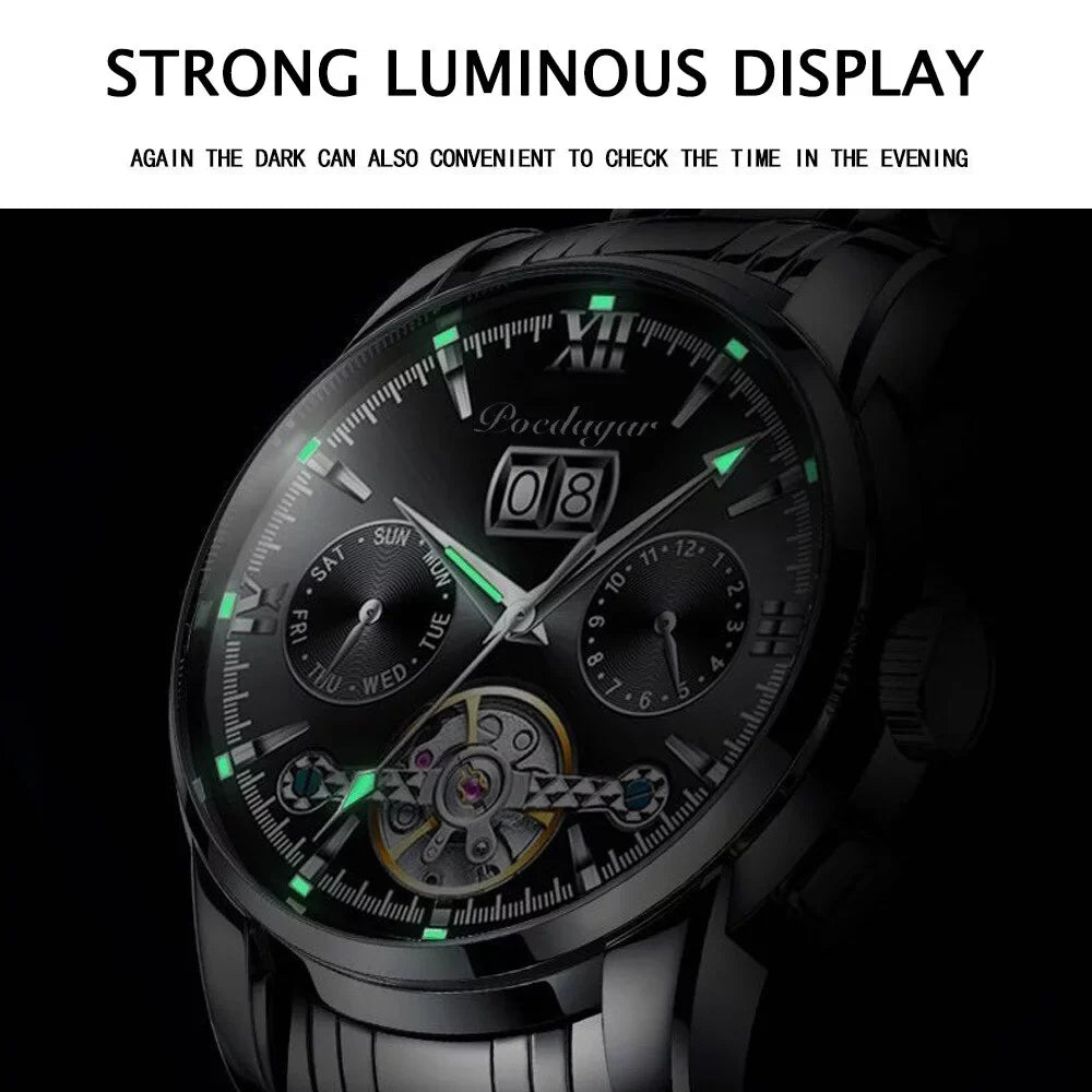 Men Brand Clock Genuine Automatic New Sports Men Leather Watches Top Chronograph Mechanical Luxury Wristwatch
