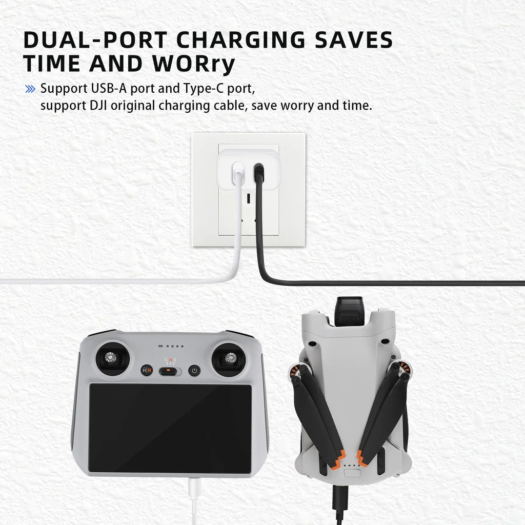 30W Dual-Port Parts Pro Type-C with Charging Cable 2/Mini for Mini 3 Charger Charging