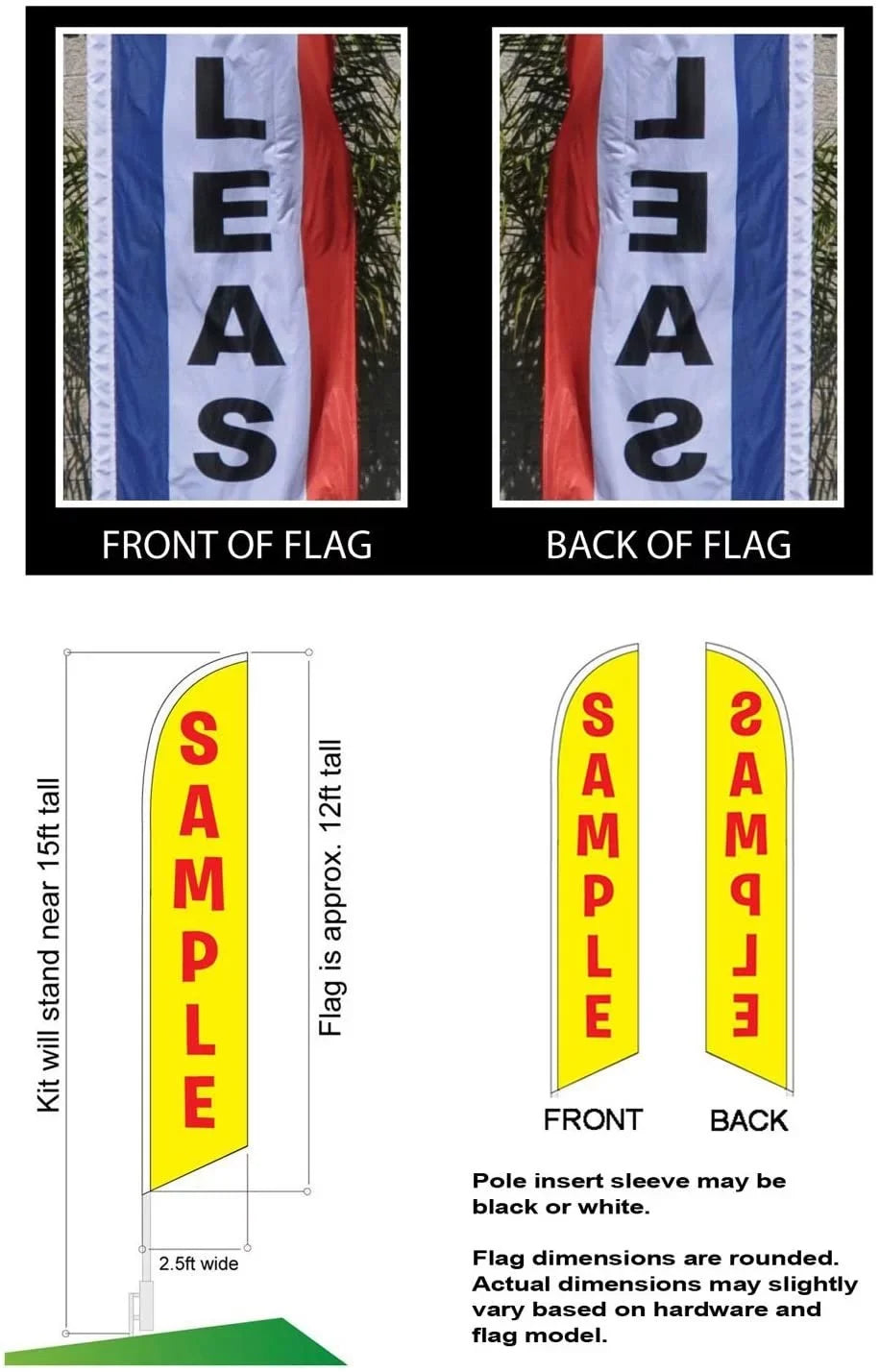 Flag Sign and Feather with Ground Banner Fitness Kit Advertising Flag Pole Stake Swooper Yoga Gym