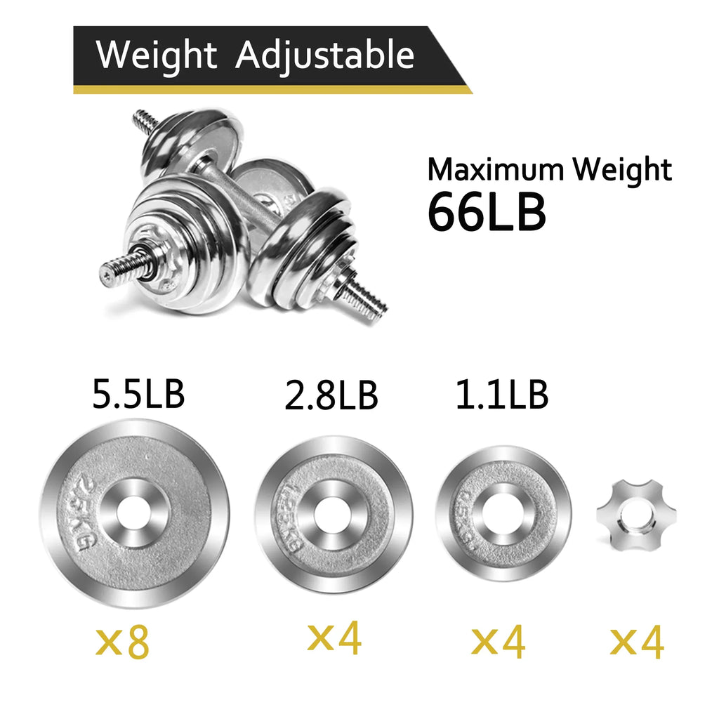 Dumbbell Bodybuilding Fitness for Weight Training Set Lifting 30KG Adjustable Bar Weights