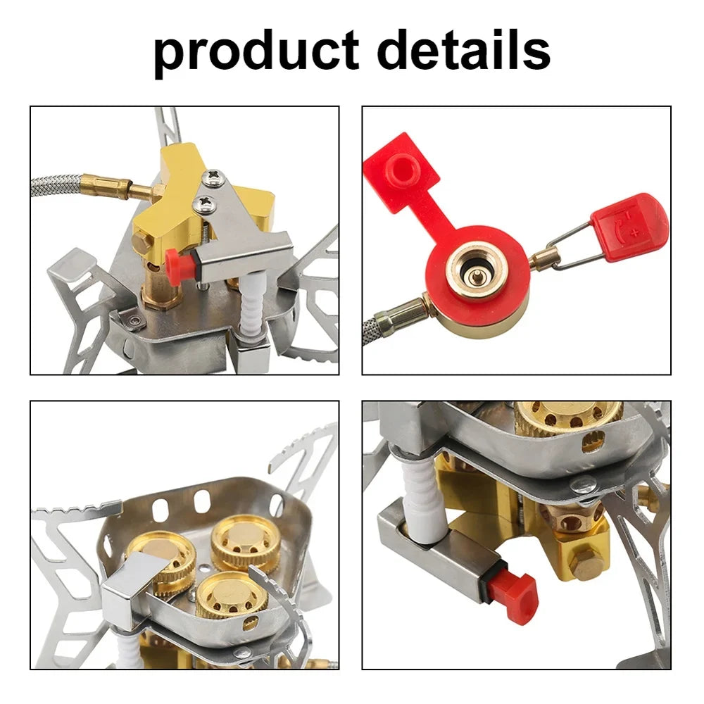 High Valve Cooking Stove, Backpacking Windproof Adjustable for Camping Picnic Tomshoo Gases, 6800W Hiking