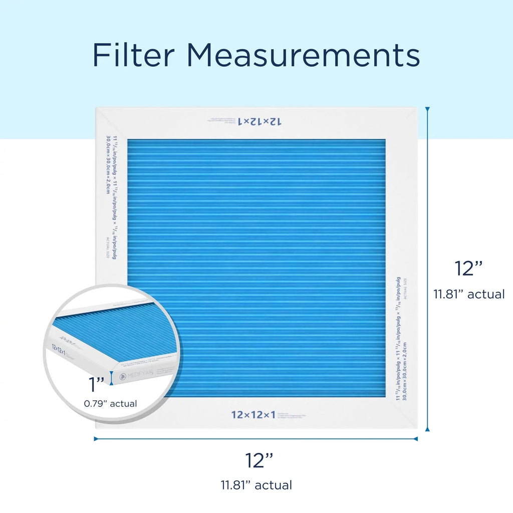 Air Medify Cleaning 14, 2-Pack) Air Filter 95% 12x12x1 Pleated ( Particles