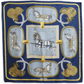 Carre Hermes Scarf (Fair) Pre-Owned 90 Blue Dressed Silk Horse Women's