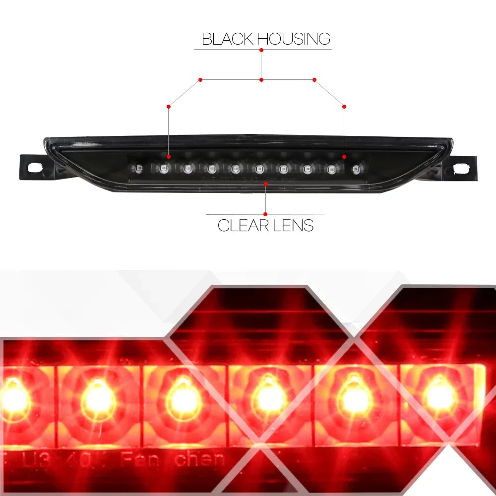 Light 15 14 Caliber For Durango 16 Compass Cherokee Stop Brake Lamp 3rd 2007-2017 Clear Tail Third Rear Dodge Black Housing Grand Jeep Lens