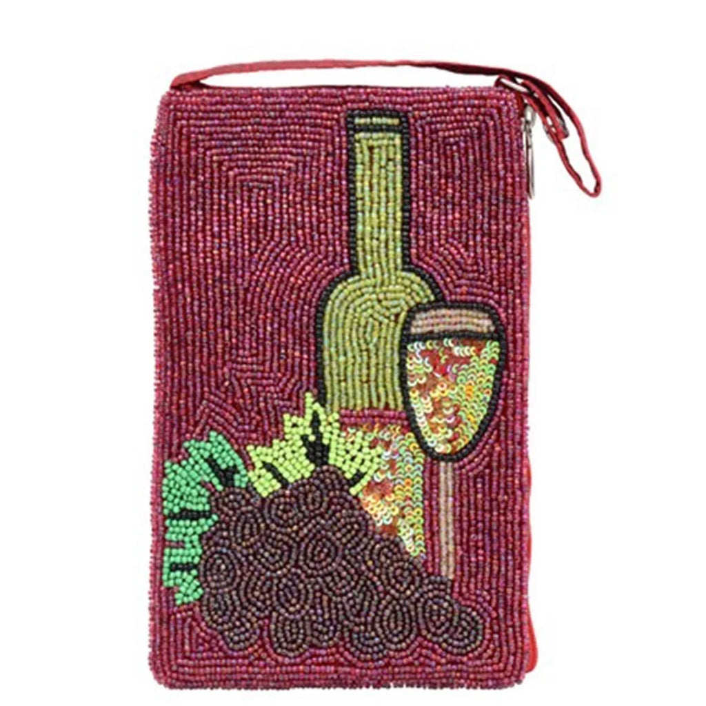 Wine Merlot Bag Club Lovers Beaded Red Phone Crossbody,