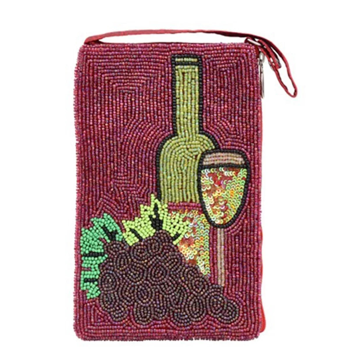 Wine Merlot Bag Club Lovers Beaded Red Phone Crossbody,
