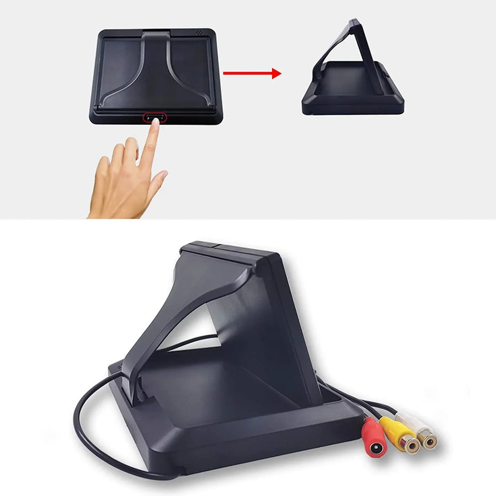 Two Camera only Reverse Monitor 12V/24V Rear V1/V2 View Foldable Screen, Input, Backup Display Video 5 inch
