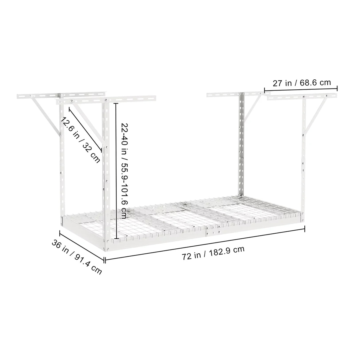 Rack Adjustable Garage Ceiling 36x72in Overhead Rack White 550lbs Storage