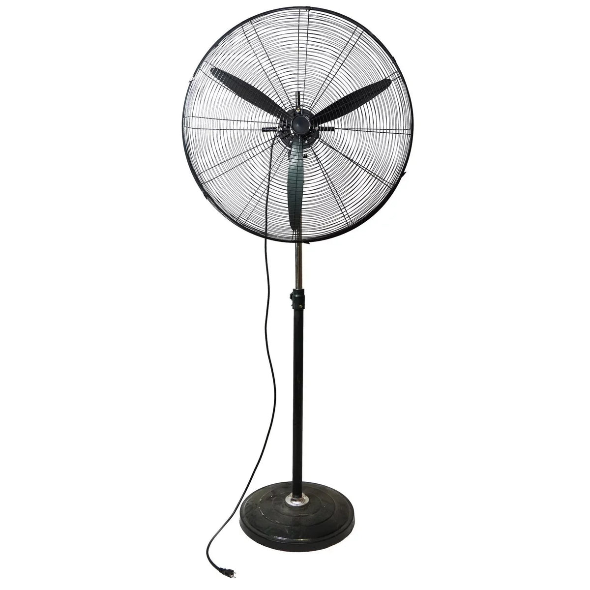 30" Fan Adjustable Jet Oscillating Black Pedestal 3-Speed Height Industrial
