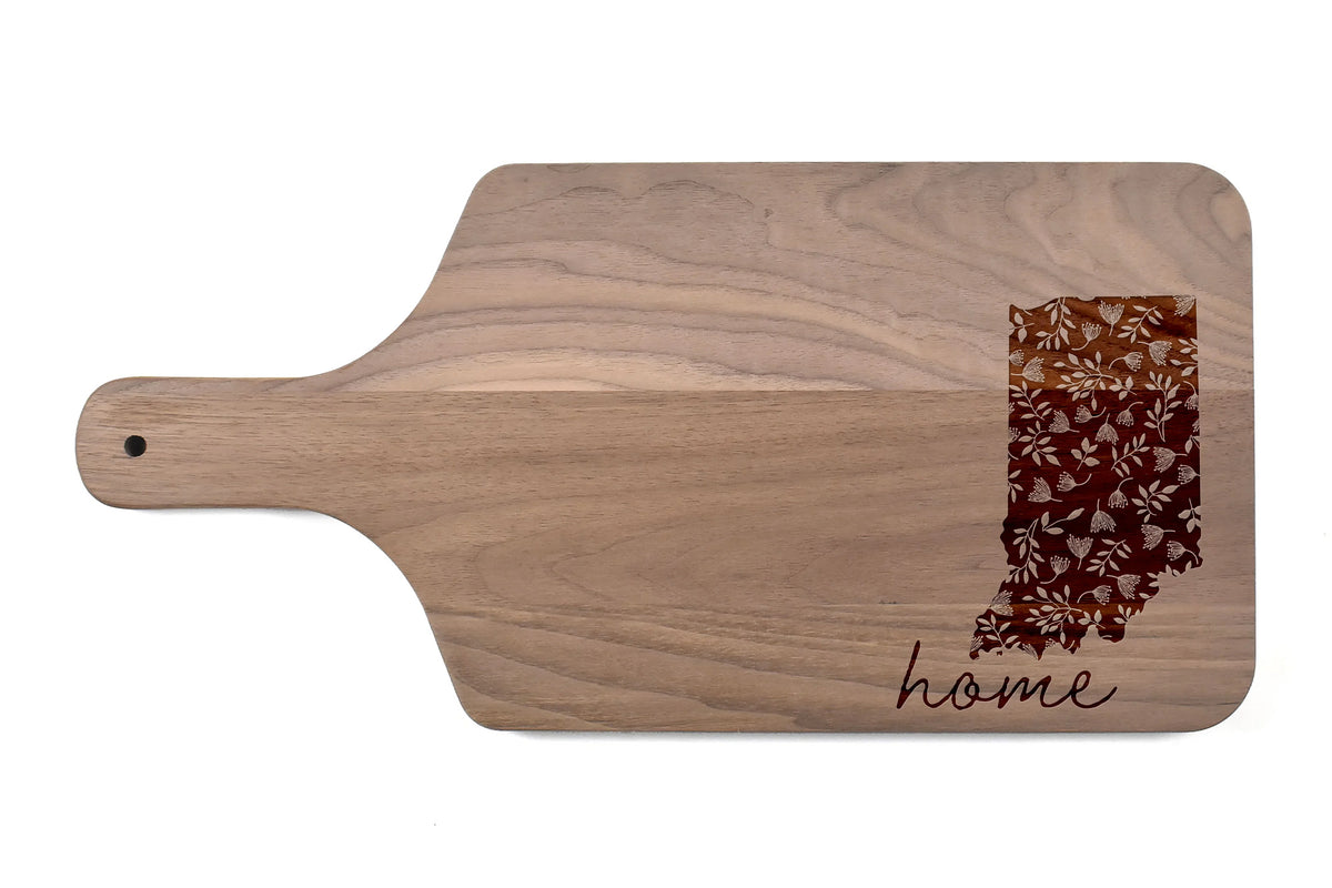 17 - Paddle 8 Indiana Cutting Board Home x Walnut Products State Creative Floral