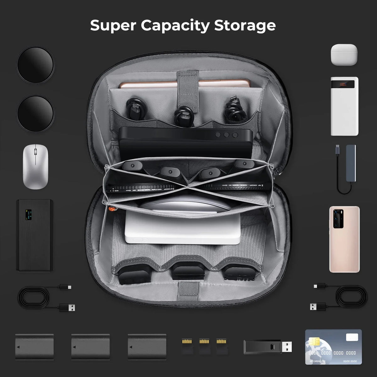 for 4L Moistureproof Compartments Storage K&F KF13.130 Camera Lens Large Phone with Camera Digital Shockproof Bag Photography Capacity