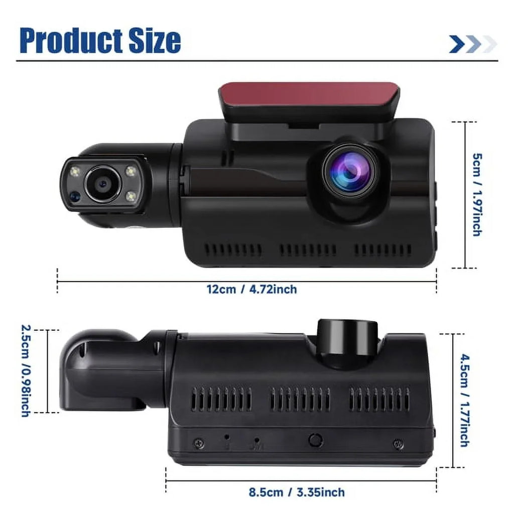 Dash Camera 1080P G-Sensor Dash Loop Vision Wide Angle Recordin Front Night Cam and 170° Rear
