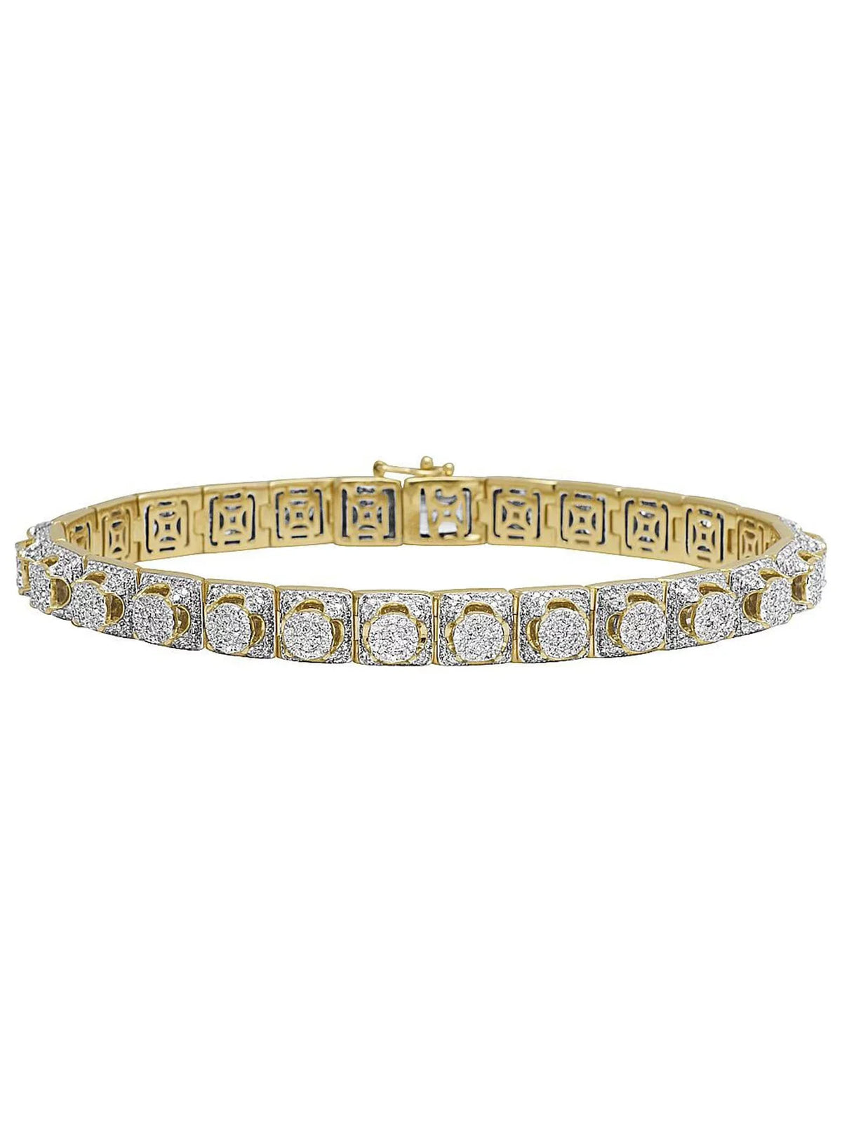 8MM 6.6 Yellow Men's 10K Diamond 8.5" Bracelet Gold Cluster