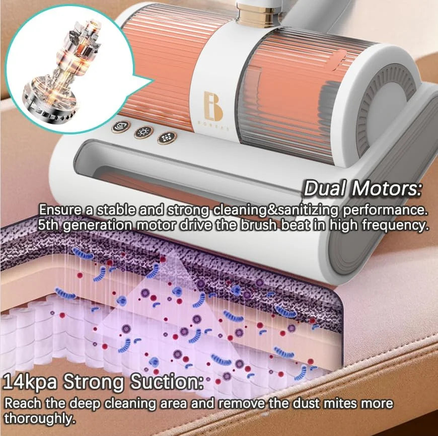 True Vacuum Hair,Crumbs,Dust, eliminates | removes | Beating Allergens/Mite,14kpa Cleaner Strong Handheld Pet, and Allergies Vacuum Bed Motors with Allergen Ultrasonic VC0011 Dual for
