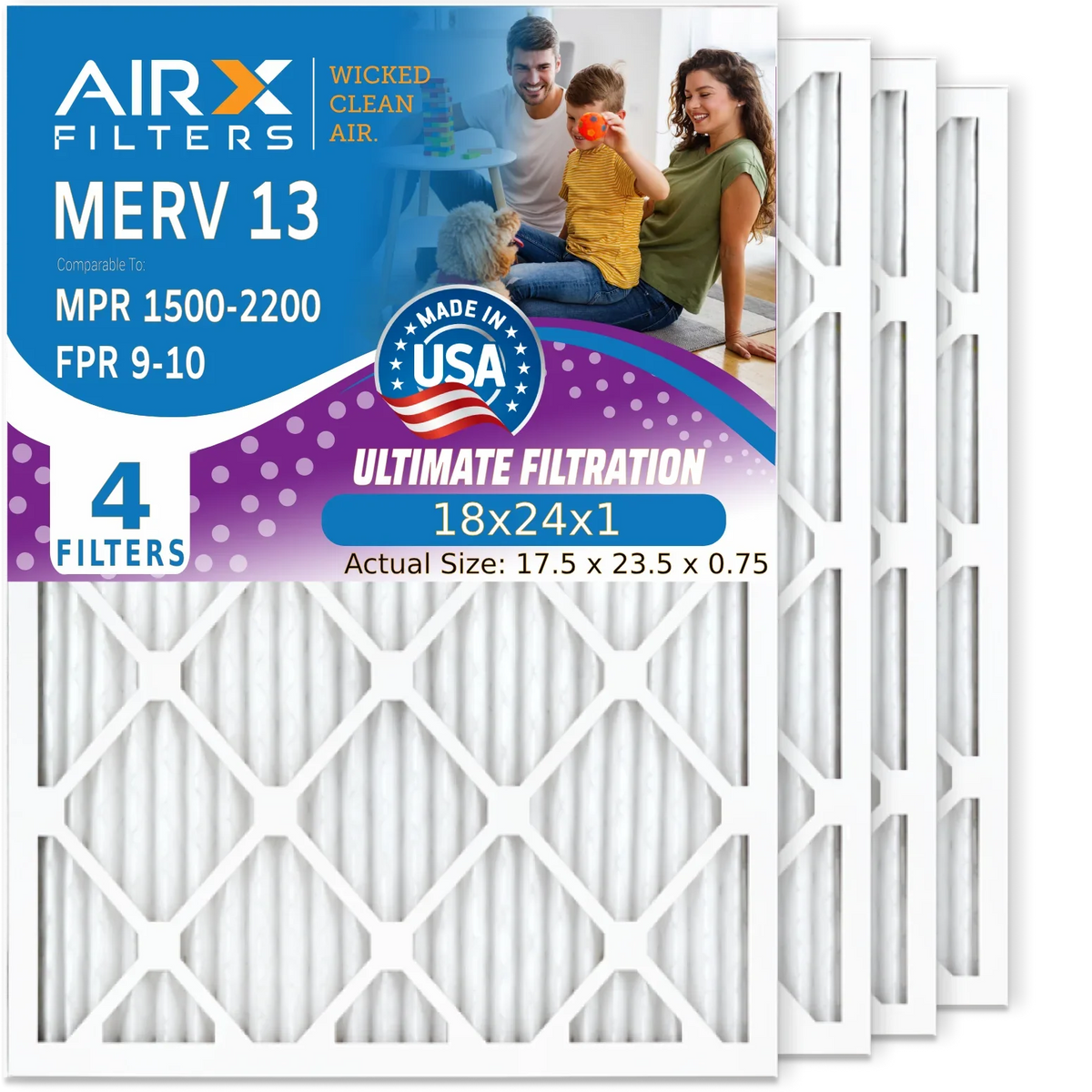 by 1500 Pleated Filter Comparable 13 Air Pack 18x24x1 - Made Conditioner Furnace Air to 9 Electrostatic Premium 4 Filter . 2200 18x24x1 Filters &
