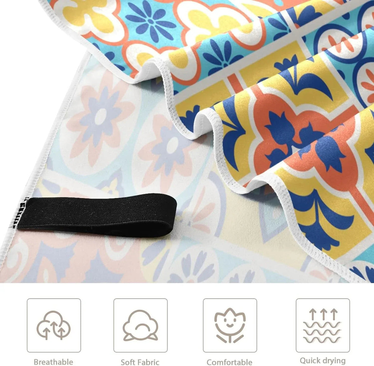 Bestwell Oversized Talavera Multipurpose Lightweight Bath Dry Towel Tiles Towel, Shower Blanket, Yoga 31”X71” Microfiber Mexican Style Towel Beach Sand Free Quick Thin Towel Pool Swim