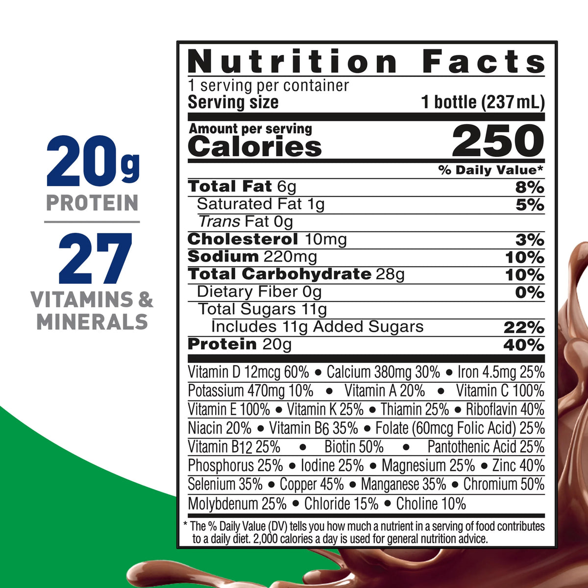 Chocolate, Count Protein, (2 Nutritional Rich Packs) 20g 24 12 - Drink, High Protein