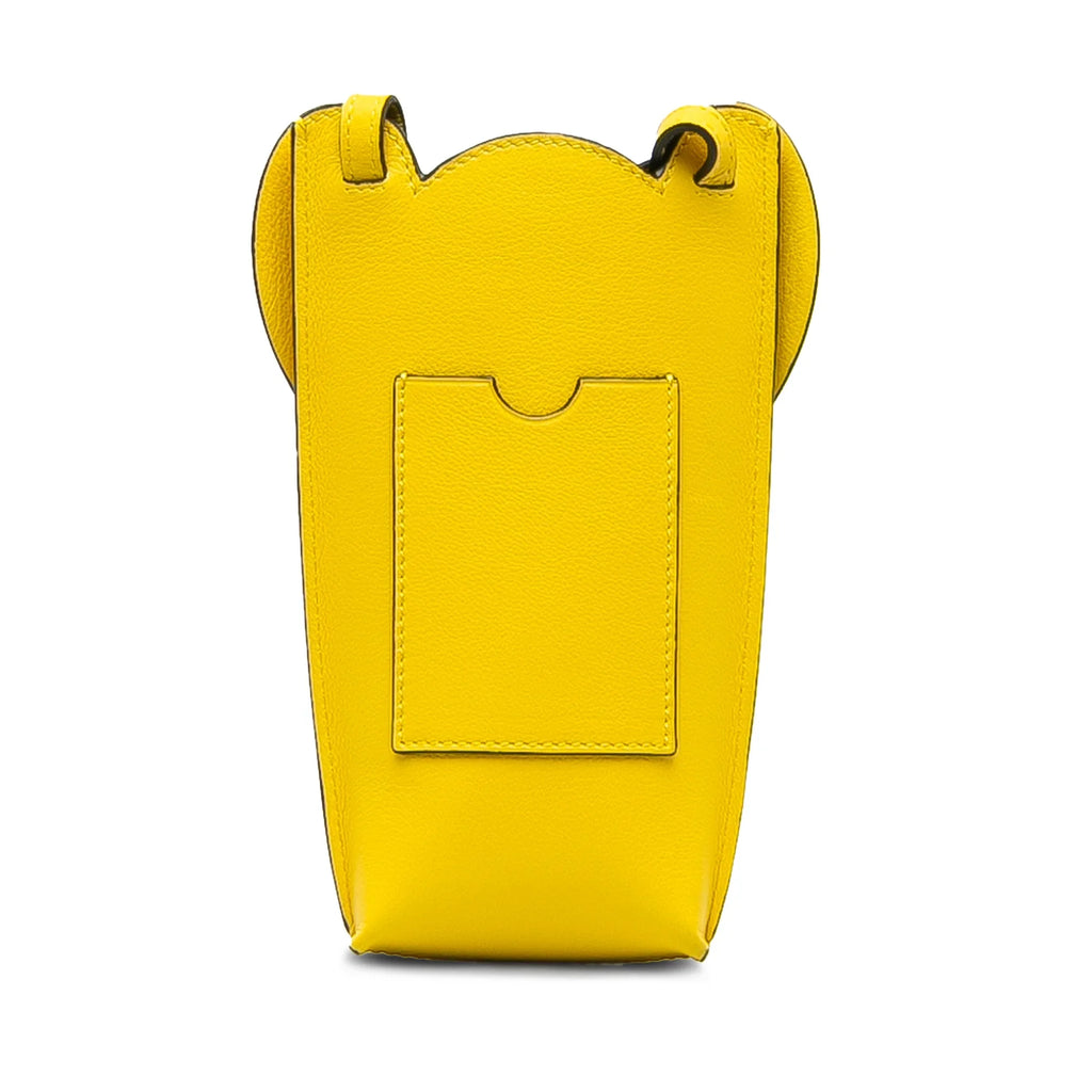 Pocket (Good) Elephant Yellow Authenticated Unisex Leather Pre-Owned Crossbody Calf Bag
