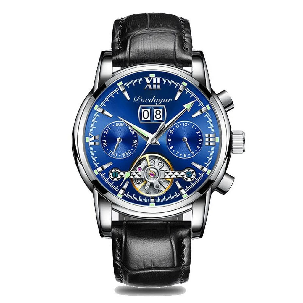 Men Brand Clock Genuine Automatic New Sports Men Leather Watches Top Chronograph Mechanical Luxury Wristwatch