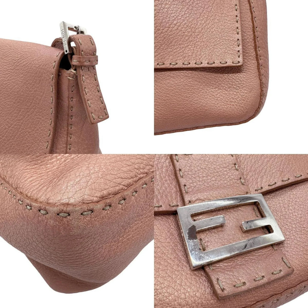 Shoulder (Good) z0591 Leather Bag Pre-Owned Pink Women's 2381-8BR102--039 Selleria Metallic