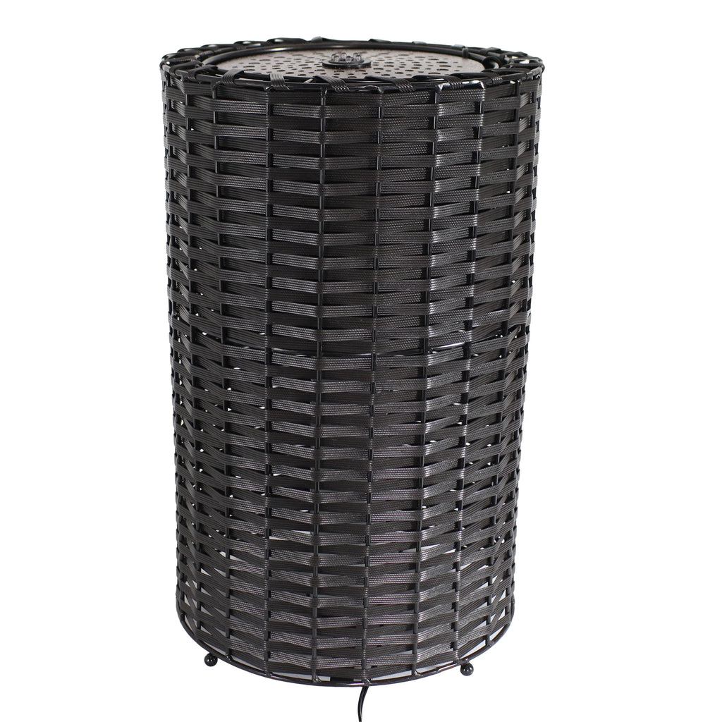 with Cylinder Plastic Wicker - Fountain Sunnydaze Lights 20.5"