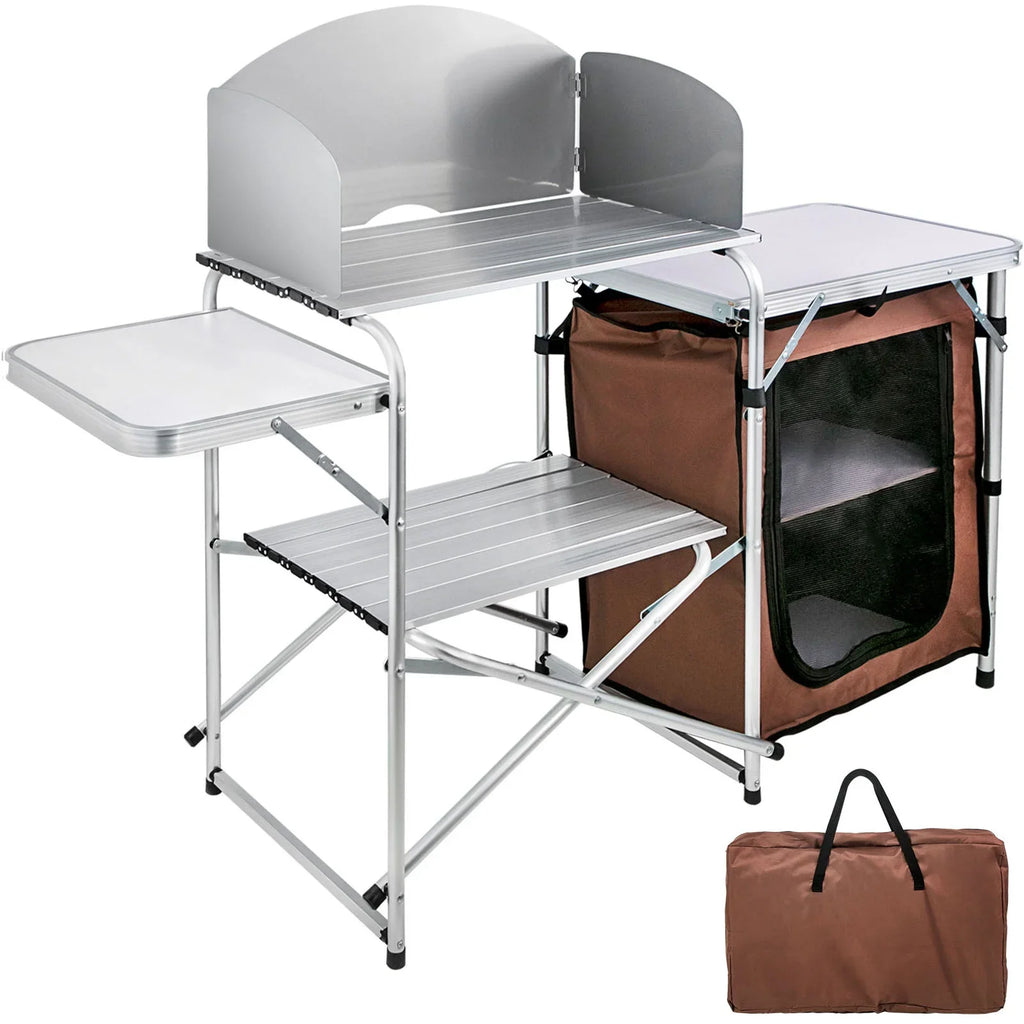 for Bag Table Camping Table 2-Tier, with Brown Party, Color, Kitchen , Zippered Cook Camp Portable Outdoor Table Camping, Folding