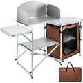 for Bag Table Camping Table 2-Tier, with Brown Party, Color, Kitchen , Zippered Cook Camp Portable Outdoor Table Camping, Folding
