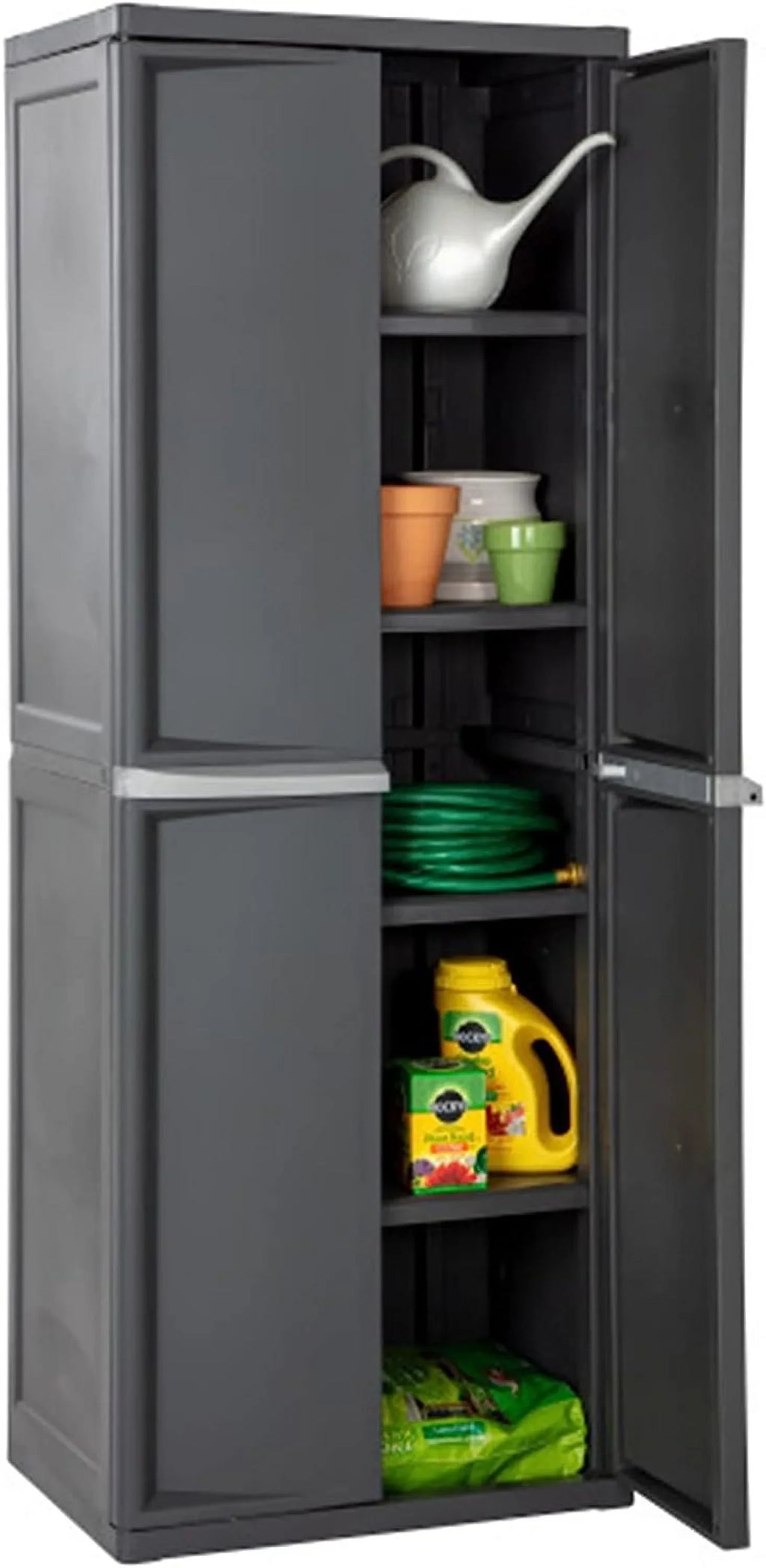 and Organize Heavy Storage Unit, Shelf Duty the Garage, to 1-Pack Basement, Plastic Bins Mudroom, Easy Attic, Gray, 4 Cabinet, Assemble in