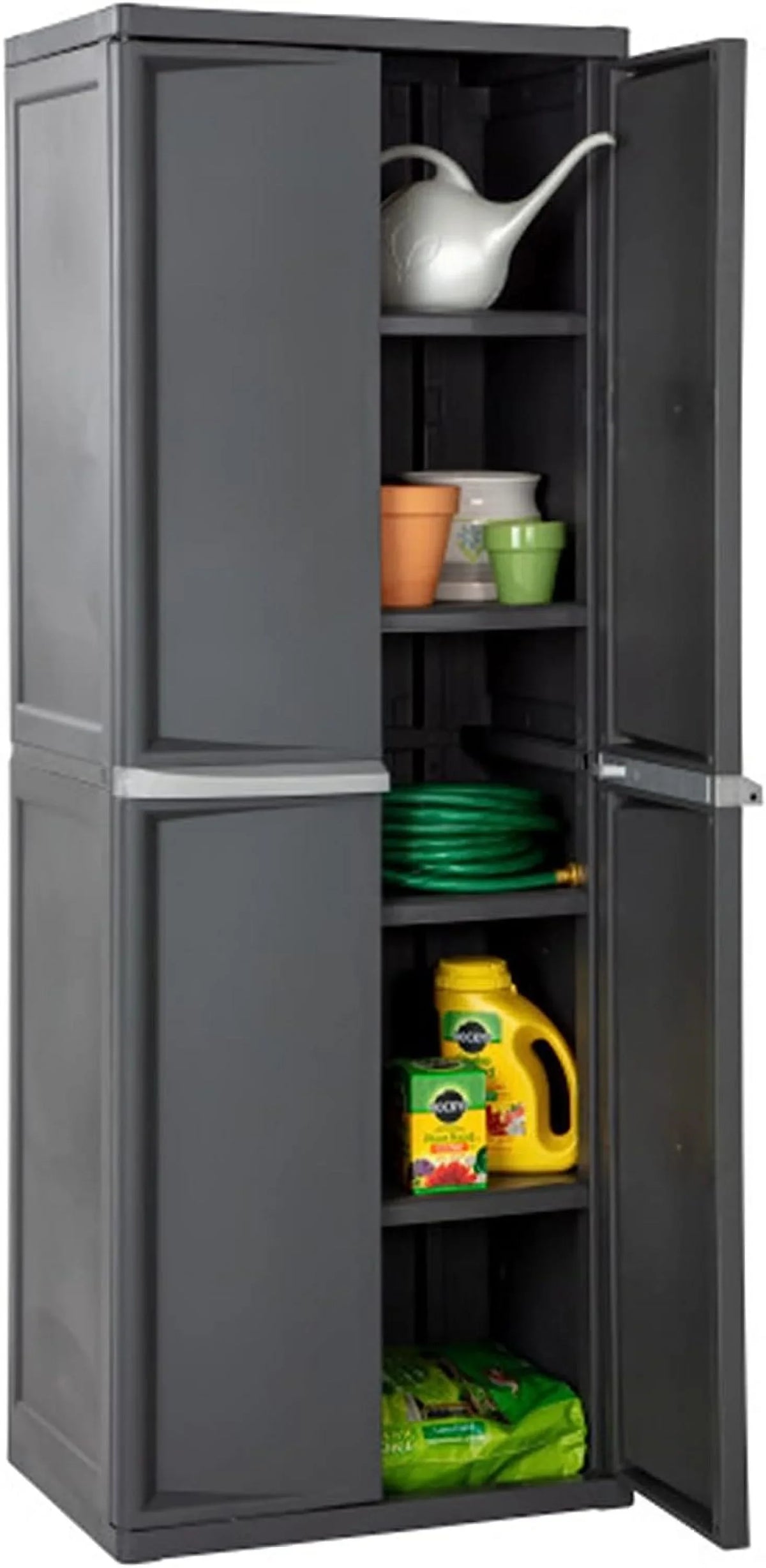 and Organize Heavy Storage Unit, Shelf Duty the Garage, to 1-Pack Basement, Plastic Bins Mudroom, Easy Attic, Gray, 4 Cabinet, Assemble in