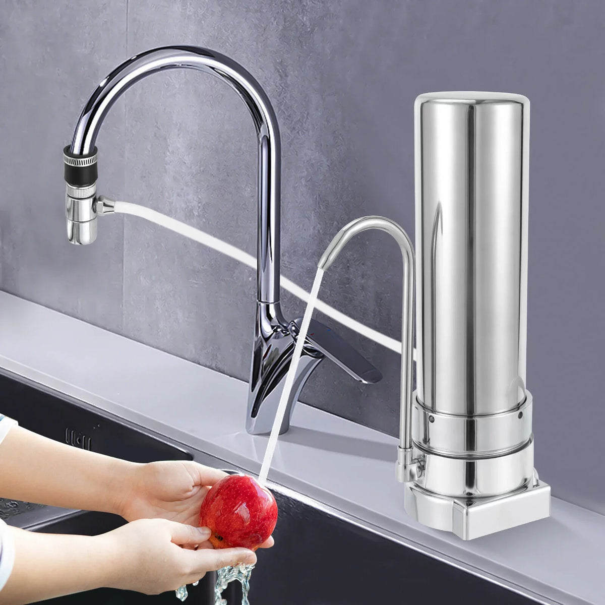 System Filter Filter Stainless Silver Tap Filtration Drinking Countertop Sink Moisture
