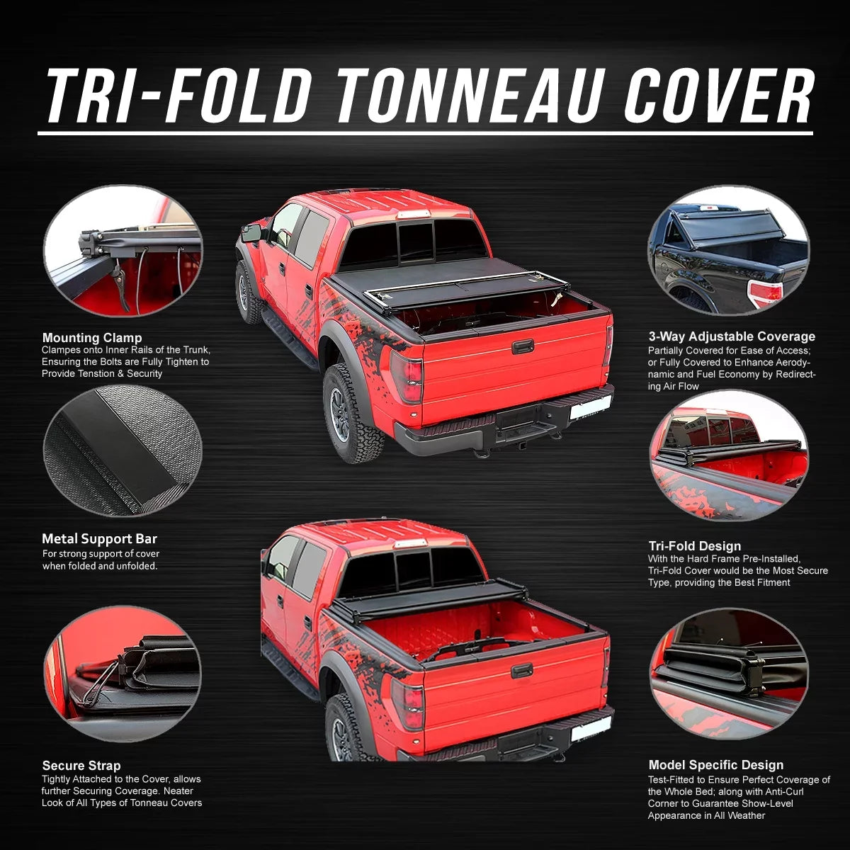 Chevy Adjustable Trunk --043 16 5' 2015 Colorado/ Bed Tri Fleetside Motoring Shield Tonneau Top 17 for Soft -Fold 18 to 2019 Canyon